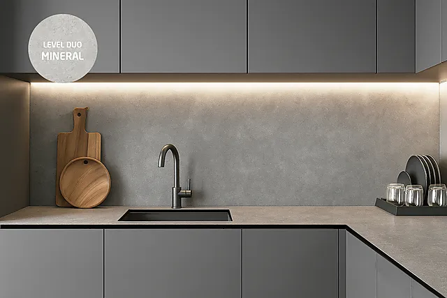 Benkeplate laminat Level Duo keramikk/mineral 