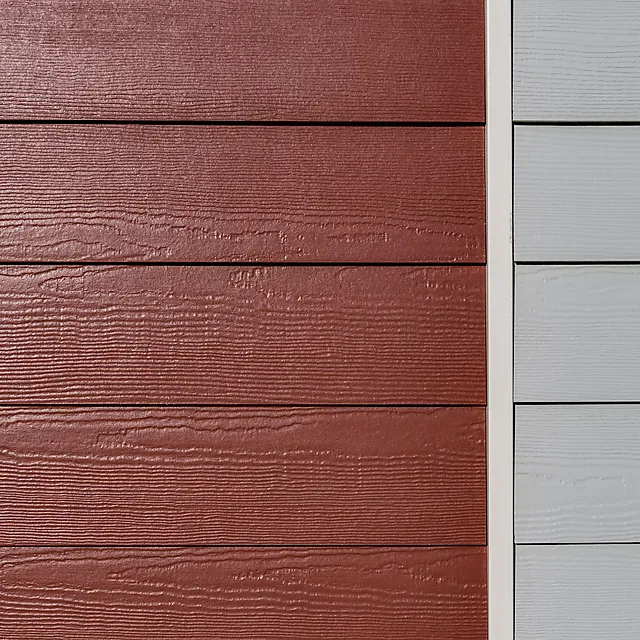 Fasade Hardie Plank antikkrød trestruktur