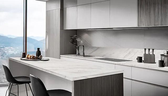Oppkant laminat Level hvit marmor